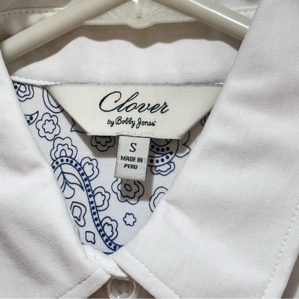 Clover Bobby Jones Womens Solid Supreme Short Sleeve Polo Shirt White Size S NWT - Picture 3 of 16